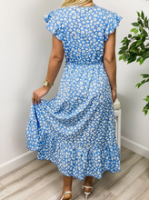 Load image into Gallery viewer, Blue Floral Button Dress