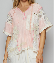 Load image into Gallery viewer, V-Neck Short Sleeve Crochet Lace Top