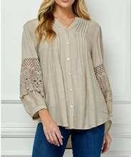 Load image into Gallery viewer, Boho Irish Cream Blouse w/Lace
