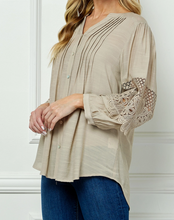 Load image into Gallery viewer, Boho Irish Cream Blouse w/Lace