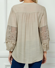Load image into Gallery viewer, Boho Irish Cream Blouse w/Lace