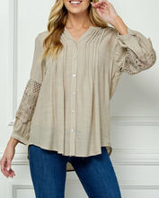 Load image into Gallery viewer, Boho Irish Cream Blouse w/Lace