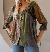 Load image into Gallery viewer, Vintage Boho Chic V-Neck Embroidered Top