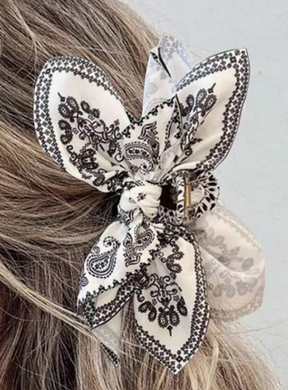 Paisley Floral Print Bow Knot Hair Clip