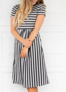 Charcoal Striped Pocket Dress