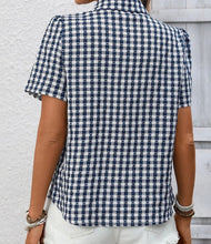 Load image into Gallery viewer, Gingham Short Sleeve Button Down Shirt