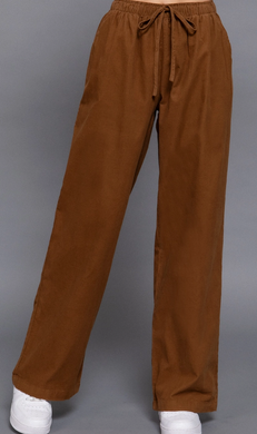 Elastic Waist Corduroy Long Pants - Choose Colors