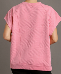 Criss Cross Oversized Sweatshirt Short Sleeve Top