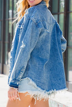 Load image into Gallery viewer, Distressed Oversize Denim Shacket