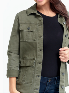 Green Denim Utility Jacket