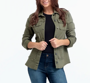 Green Denim Utility Jacket