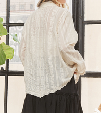 Load image into Gallery viewer, Embroidered Ivory Long Sleeve Blouse/Shacket