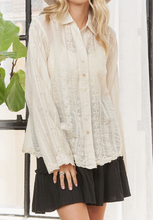 Load image into Gallery viewer, Embroidered Ivory Long Sleeve Blouse/Shacket