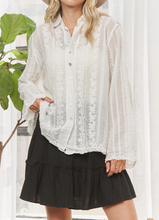 Load image into Gallery viewer, Embroidered Ivory Long Sleeve Blouse/Shacket