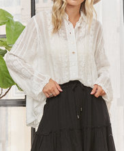 Load image into Gallery viewer, Embroidered Ivory Long Sleeve Blouse/Shacket