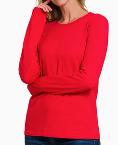 Essential Solid Long Sleeve Shirt - Choose Colors