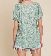 Load image into Gallery viewer, Floral Eyelet Knit Top - Sage Green