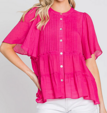 Flare Sleeve Button Down Top