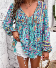 Load image into Gallery viewer, All Over Floral Print Boho Blouse