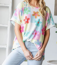 Load image into Gallery viewer, Floral Short Sleeve Ribbed Top