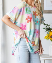 Load image into Gallery viewer, Floral Short Sleeve Ribbed Top