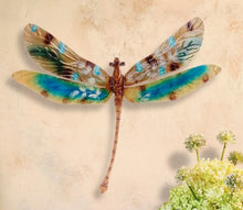 Load image into Gallery viewer, Aqua Gold and Pearl Dragonfly Wall Decor - Indoor or Outdoor