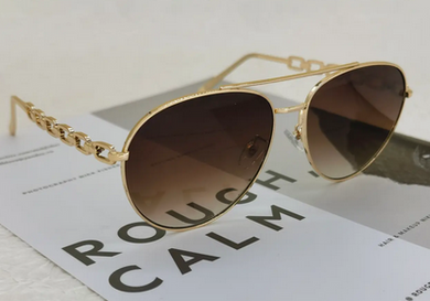 Gold Link Aviator Sunglasses