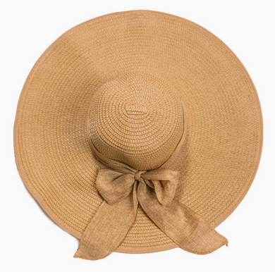 Natural Wide Brim Hat w/Bow