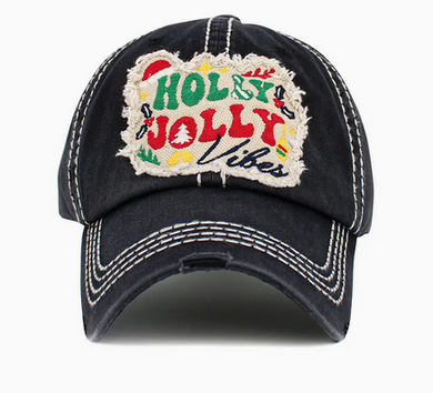 Holly Jolly Vibes Vintage Baseball Hat - Choice of Color