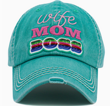 Load image into Gallery viewer, &quot;Wife-Mom-Boss&quot; Distressed Hat