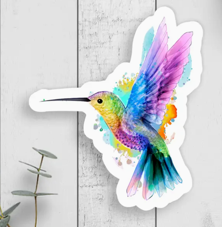 Hummingbird Watercolor Vinyl Sticker