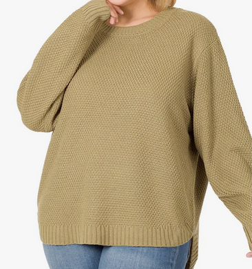 Khaki Baby Waffle Sweater - PLUS