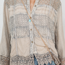 Load image into Gallery viewer, Lace Patch Shacket with White Shell Buttons