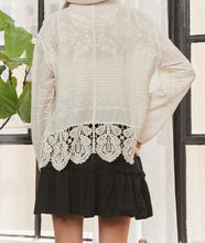 Load image into Gallery viewer, Crochet Scalloped Long Sleeve Blouse/Shacket