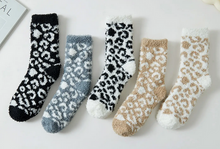 Load image into Gallery viewer, Leopard Print Fuzzy Socks - Choose Color