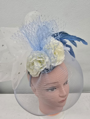 Light Blue and White Fascinator