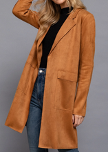 Load image into Gallery viewer, Faux Suede Long Jacket w/ Pockets