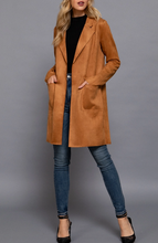 Load image into Gallery viewer, Faux Suede Long Jacket w/ Pockets