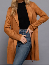 Load image into Gallery viewer, Faux Suede Long Jacket w/ Pockets