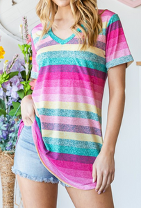 Lightweight Multi Color Stripe Top