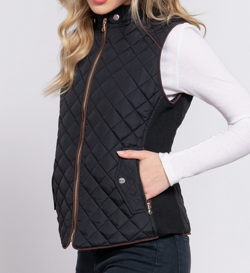 Quilted Padding Vest w/Piping - Choose Colors