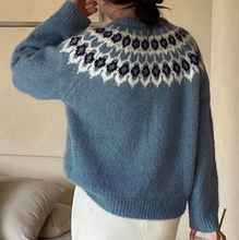 Load image into Gallery viewer, Blue Fair Isle Knitted Sweater