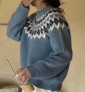 Blue Fair Isle Knitted Sweater