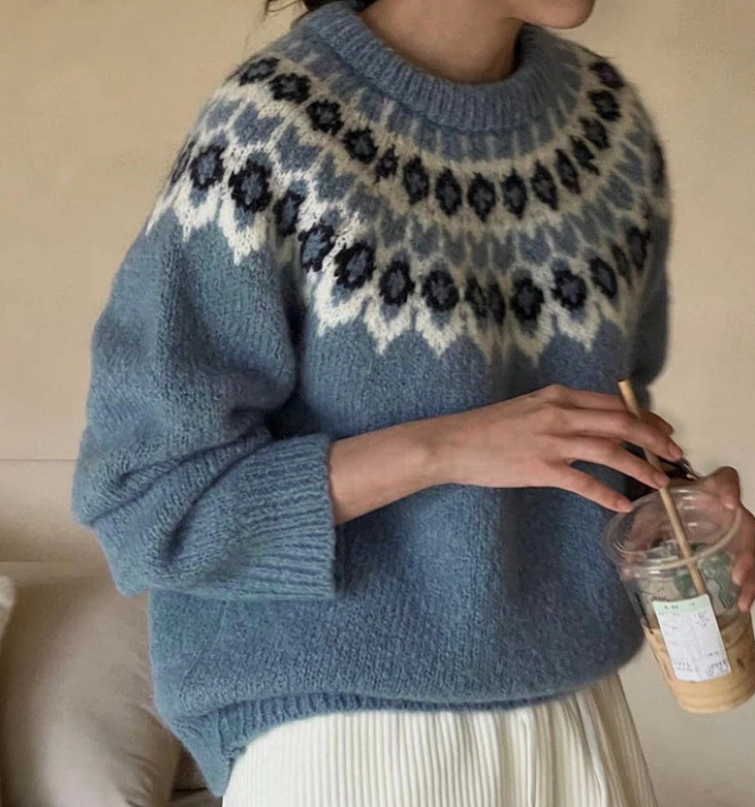 Blue Fair Isle Knitted Sweater
