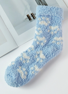 Paw Print Fuzzy Socks - Choose Color