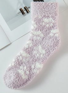 Paw Print Fuzzy Socks - Choose Color