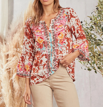 Load image into Gallery viewer, Embroidered Top with Split Neckline