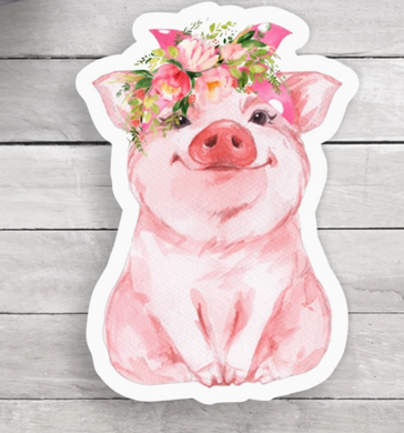 Floral Pig Vinyl Sticker - Choose Design