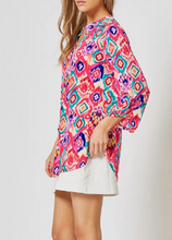 Load image into Gallery viewer, Hot Pink Diamond Print Wrinkle Free Top - Plus Sizes Included!