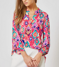 Load image into Gallery viewer, Hot Pink Diamond Print Wrinkle Free Top - Plus Sizes Included!